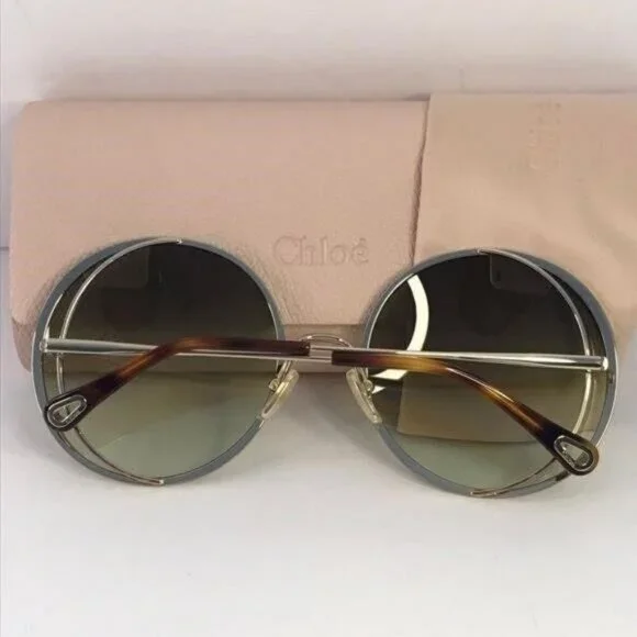 New Original Chloe Gold & Green Round Sunglasses HANAH 
